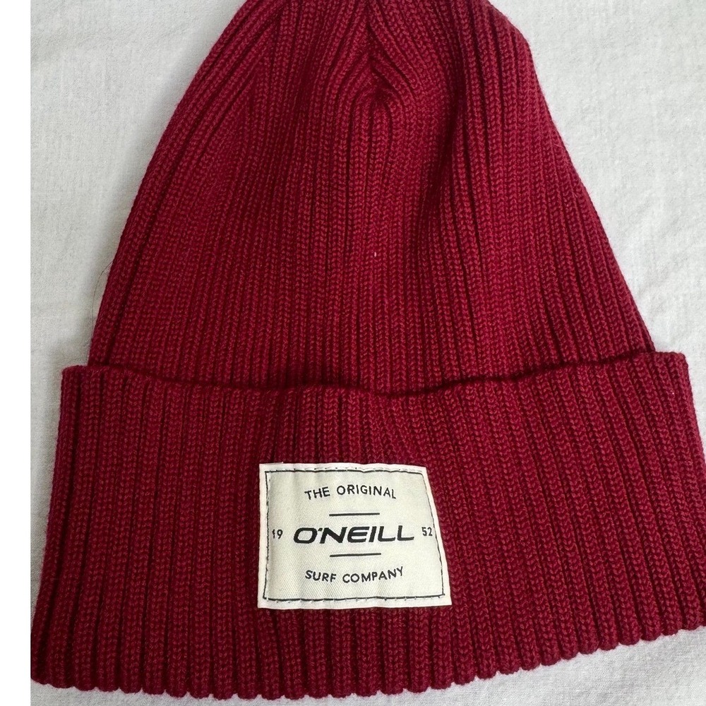 O'Neill Surf Company Red Ribbed Cuff Beanie Wool Blend Made in Canada